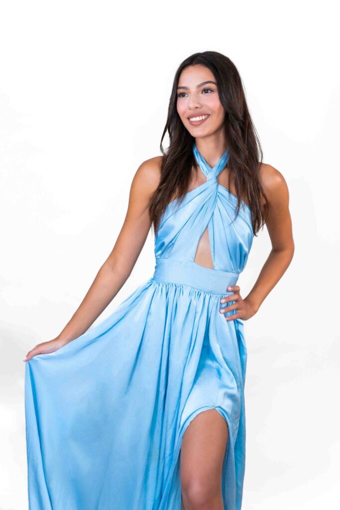 Baby Blue Cross Neck Flying Dress