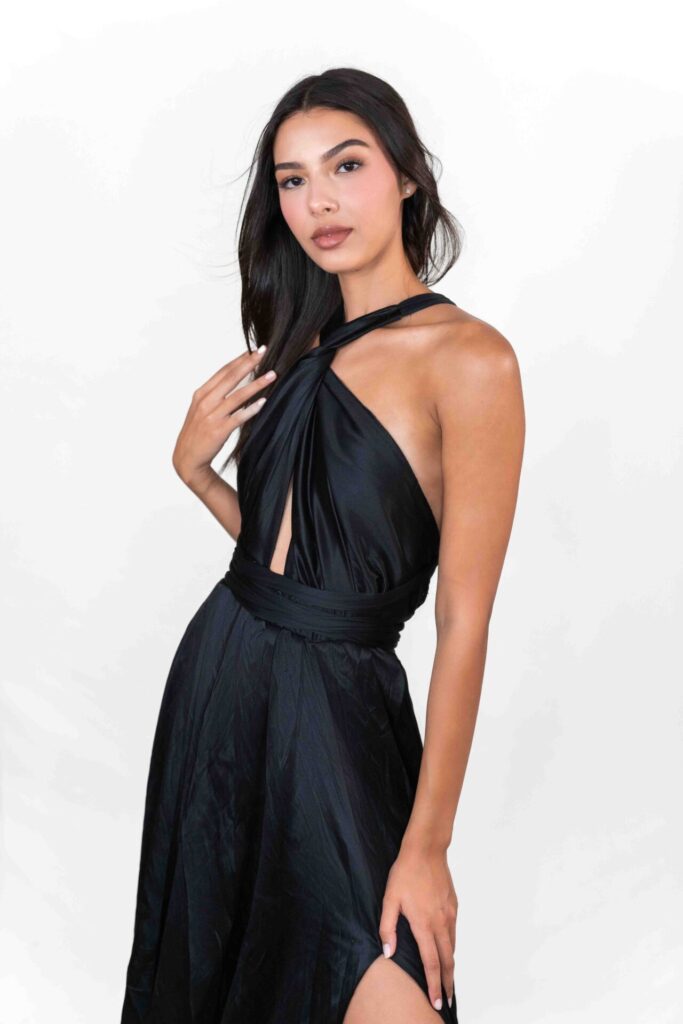 Black Cross Neck Flying Dress