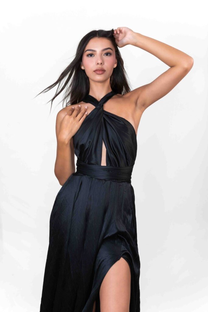 Black Cross Neck Flying Dress