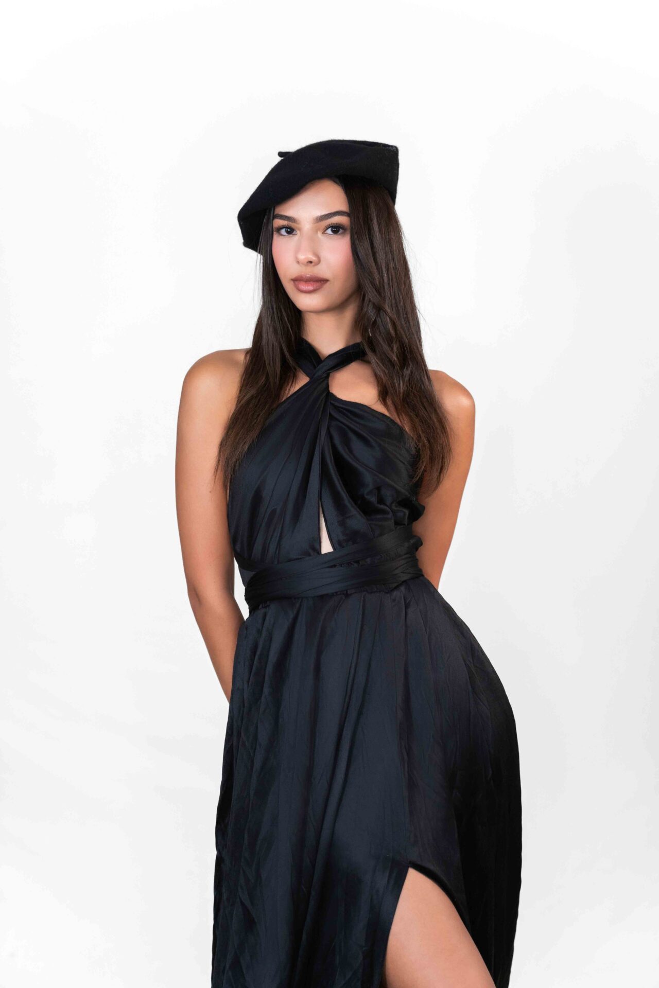 Black Cross Neck Flying Dress