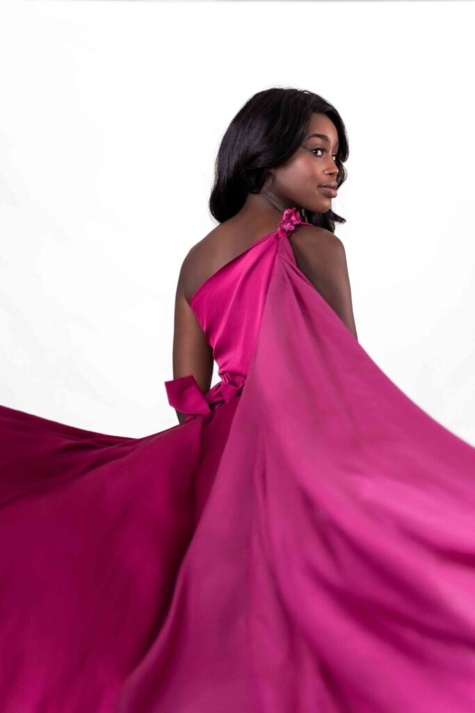 Deep Raspberry One Shoulder Flying Dress