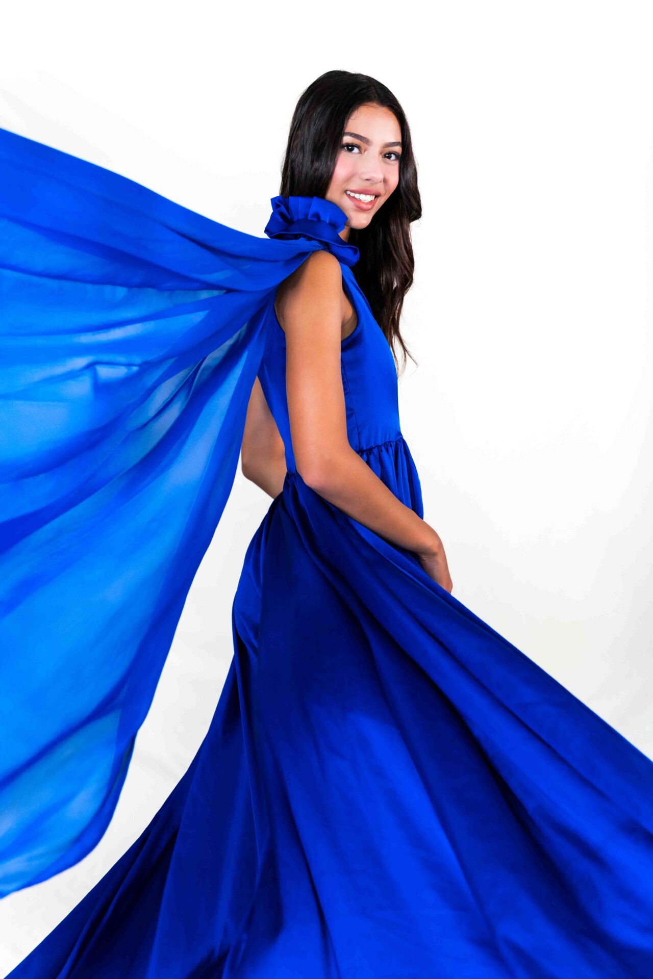 Electric Blue One Shoulder Flying Dress