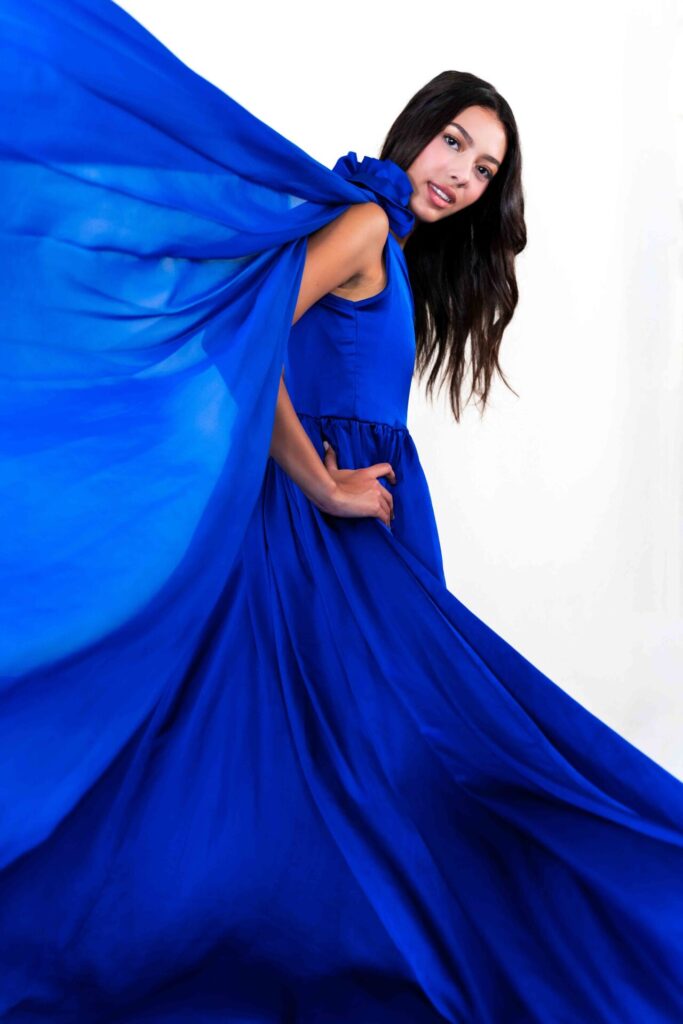 Electric Blue One Shoulder Flying Dress