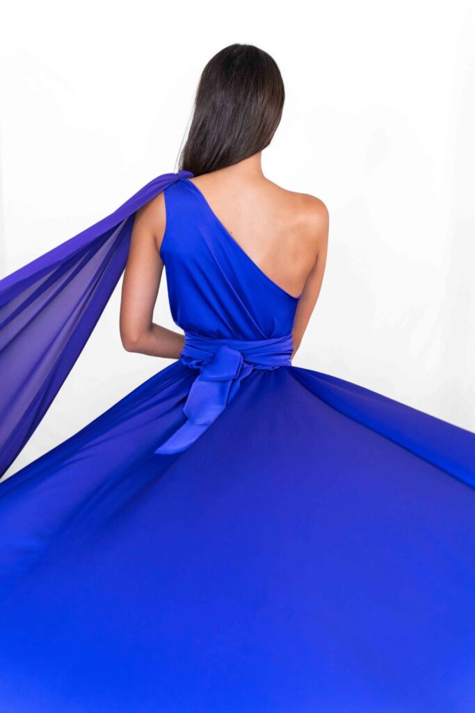 Indigo One Shoulder Flying Dress