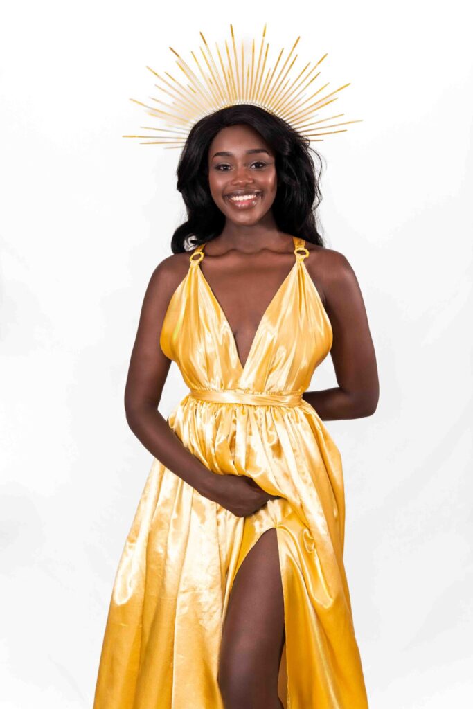 Gold V Cleavage Flying Dress