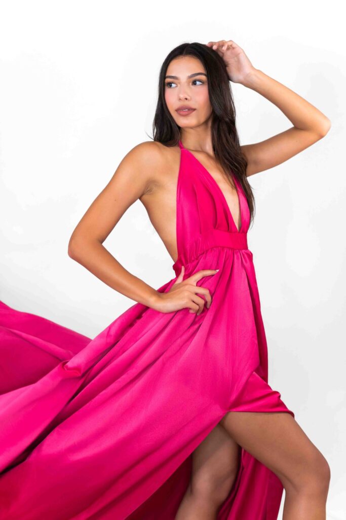 Pink V Cleavage Flying Dress