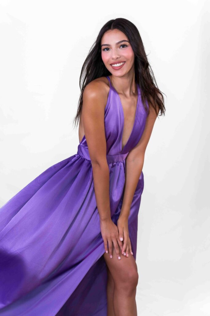 Purple V Cleavage Flying Dress