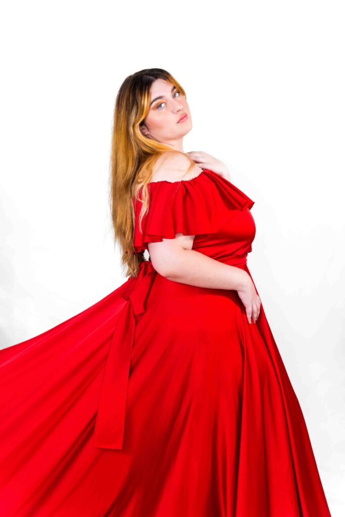 Red Off Shoulder Flying Dress