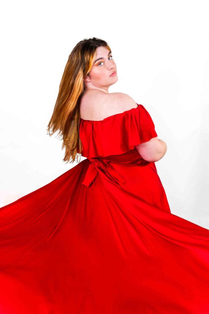 Red Off Shoulder Flying Dress