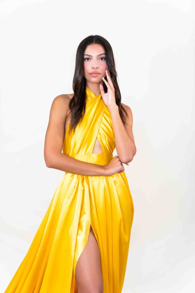 Yellow Cross Neck Flying Dress