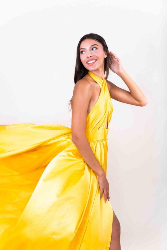 Yellow Cross Neck Flying Dress