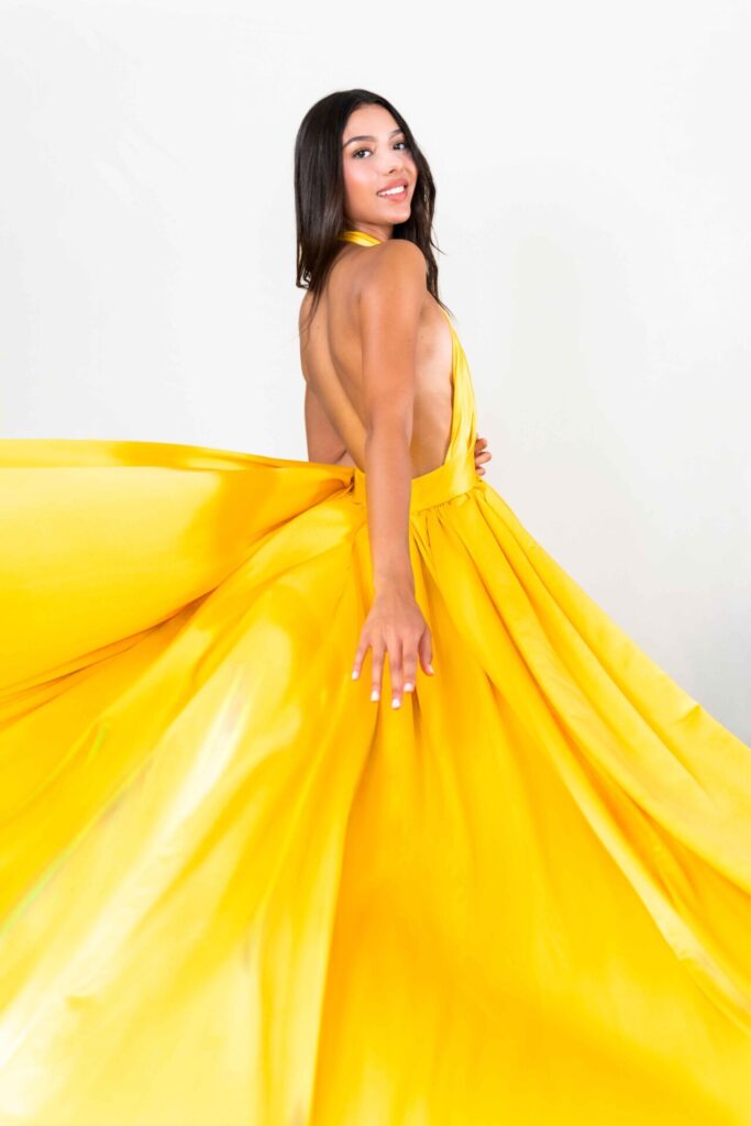 Yellow Cross Neck Flying Dress