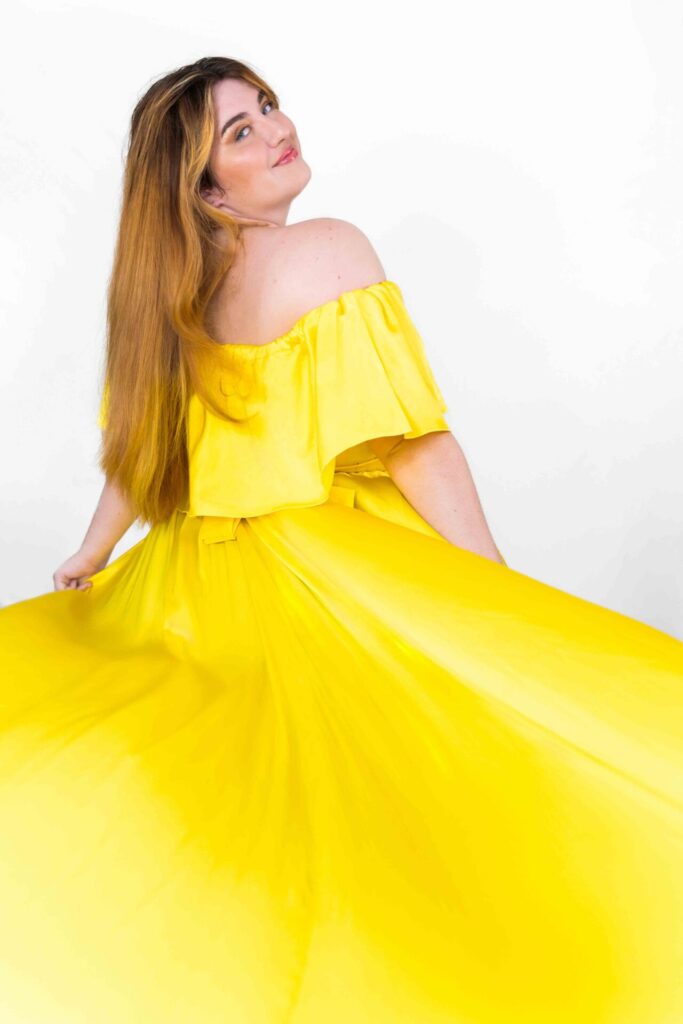 Yellow Off Shoulder Flying Dress