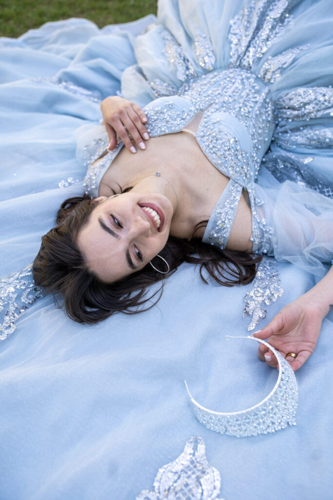 Blue and Silver Quinceanera Dress