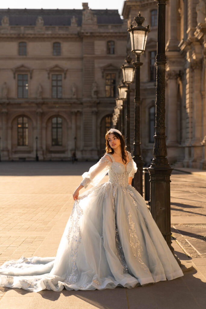 Blue and Silver Quinceanera Dress