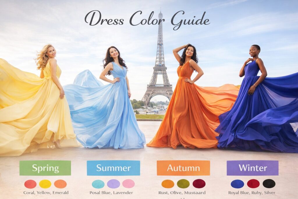 How to choose the right dress color for your skin tone using seasonal color analysis